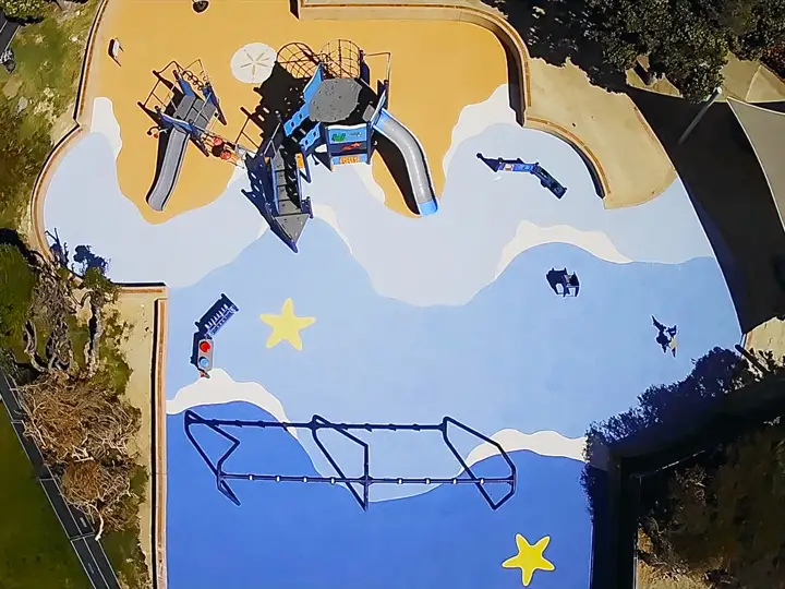 aerial view of beach playground